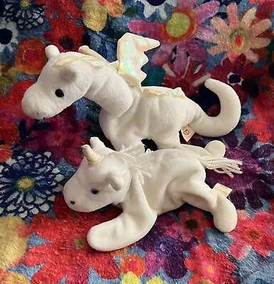 Ty Mystic The Sparkle Horn Unicorn & Magic The Dragon Beanie Baby’s • $11.99