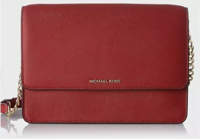 MICHAEL KORS Daniela Large Saffiano Leather Handbag Crossbody Bag Burnt Red  • $34.99