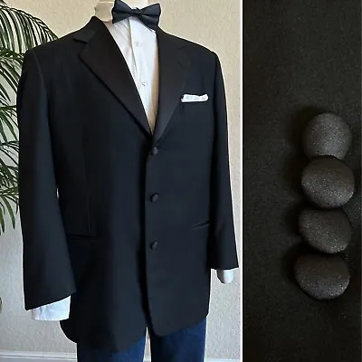 Holland Sherry Tuxedo Size 44 Suit Jacket Black Formal Evening Wear Coat Italy • $110