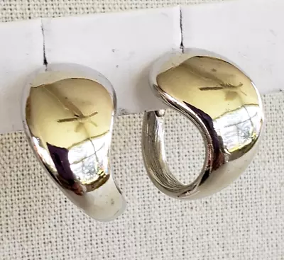 Vintage Goldette Free Form HoopSilver Tone Pierced Earrings 1  • $24