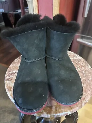 Ugg Disney Minnie Mouse Sweetie Bow Black Red Boots Big Girls 3 • $29.99