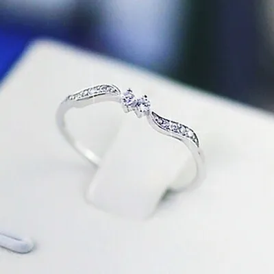 $1.92 • Buy Fashion Women Gifts Cubic Zircon 925 Silver Filled Ring Wedding Jewelry Sz 6-10