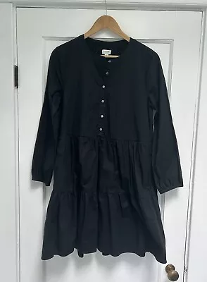 J. Crew Factory Cotton Poplin Tie Waist Mini Dress In Black (No Belt) Medium • $29.99