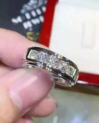 2Ct Round Cut Lab Created Diamond Wedding Men's Band Ring 14k White Gold Plated • $81.74