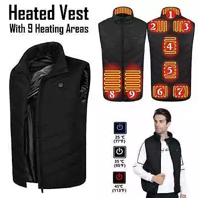 Electric Vest Heated Jacket USB Thermal Warm Heat Pad Winter Body Warmer Unisex • $40.99