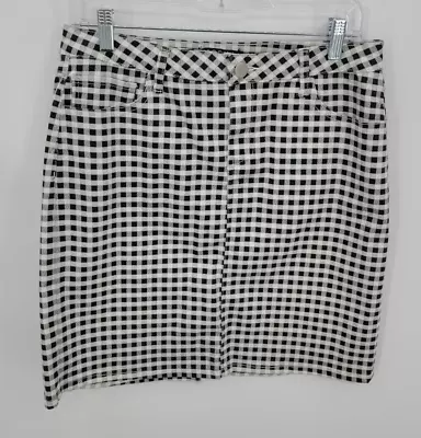 Baccini Skirt Womens 6 Black White Check Pencil Straight Modern Boho Career • $20.67