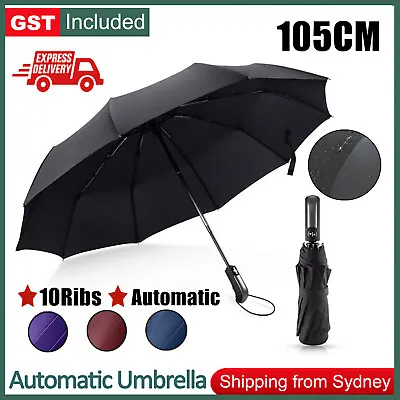 $11.08 • Buy Automatic Umbrella Auto Open Close Compact Folding Anti Rain Windproof 10Ribs AU
