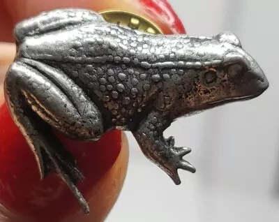 Vintage Brooch Frog Toad Pewter Metal Pin Brooch By A R Brown • £9