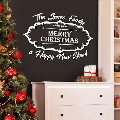 £12.99 • Buy Merry Christmas Family Name Personalised Wall Window Vinyl Decal Sticker Graphic