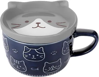 Zuimei Cat Mug With Lid Cute Animal Coffee Tea Cup Coffee Mugs Milk Tea Mugs • £12.37