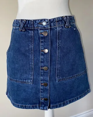 Denim Mini Skirt Size 8 Button Down • £10