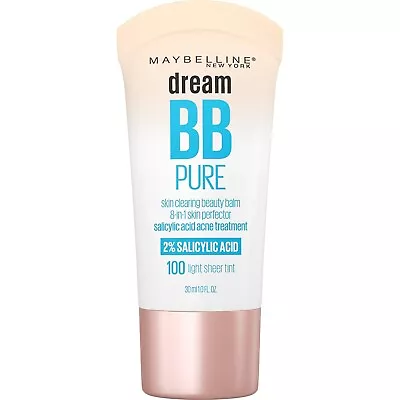 MAYBELLINE Dream PURE Skin Cleansing BB Cream Light Sheer Tint 100 30 ML 03/26 • £12.99