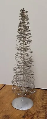 Vintage 16  Silver Spiral Metal Christmas Tree Unmarked • $14