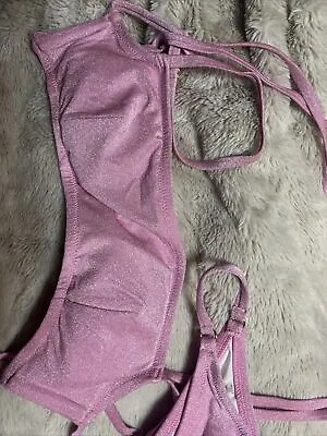 Victorias Secret Swimsuit Splash Shimmer Pink Brazilian Size Large • $16.50