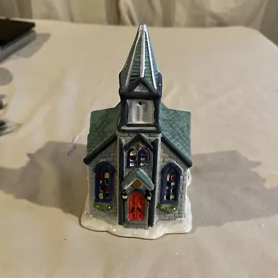 $8 • Buy Cobblestone Corners Vintage Christmas Village - Church Holiday Porcelain  2002