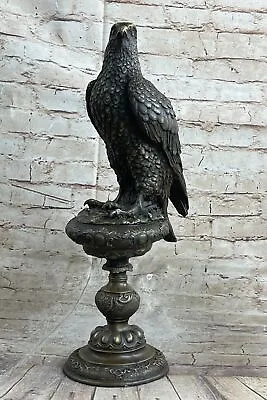 Extra Large Sitting American Eagle Bronze Sculpture Marble Statue Figurine Gift • $209.50