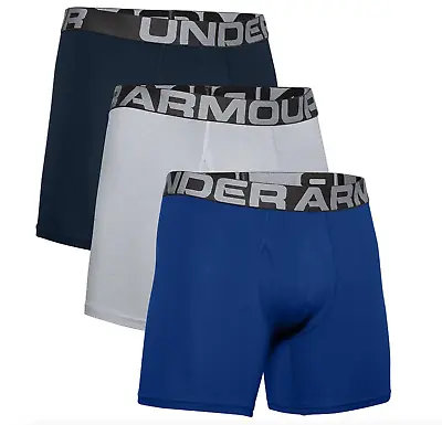 Men 3-Pack Under Armour UA Charged Cotton Boxerjock  6  Inseam (B G N) Underwear • $35