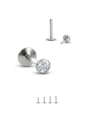 316L Surgical Steel Labret Style Nose Monroe Stud Screw Post 2mm Clear Bezel 20G • $8.99