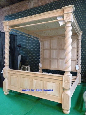 £3499 • Buy BESPOKE King 5' OAK Raw Unpainted Natural Four Poster Canopy Tudor Bed 60 X80 