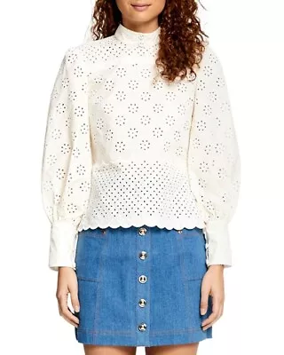 Alice McCall Angels Top Size 8 Cotton Cream White Broderie Anglaise Long Sleeve • $99