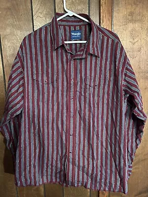 Wrangler Western Shirt Red Pearl Snap Metallic Long Sleeve No Tag 28” Pit To Pit • $15.84