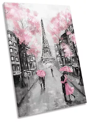 Floral Pink Eiffel Tower Paris Print CANVAS WALL ART Portrait Picture • $74.99