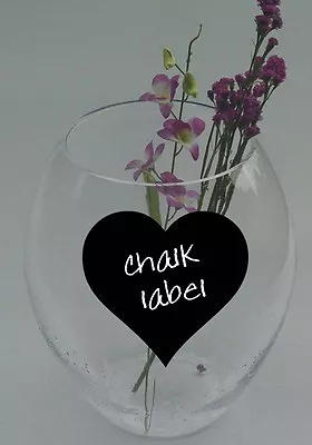 Heart Chalkboard Vinyl Label Sticker Decals 4 H X 4 W Ea. (Quantity 6) • $9.99