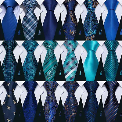 £9.99 • Buy Men's Tie Silk Ties Mens Necktie Pocket Square Cufflinks Set Hankie Cufflinks