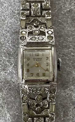 VTG Crosby 17 Jewels Manual Wind Up Mechanical Women’s Wrist Watch Works Repair • $10