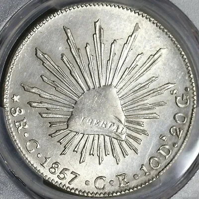 1857-C PCGS AU Mexico 8 Reales Culiacan Mint Scarce Silver Coin (20101704C) • $225