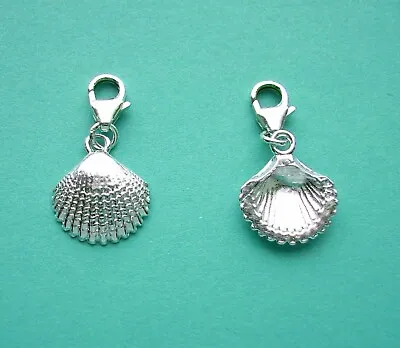 Clip On 925 Solid Sterling Silver SEASHELL Charm With Trigger Clasp  • £6.51