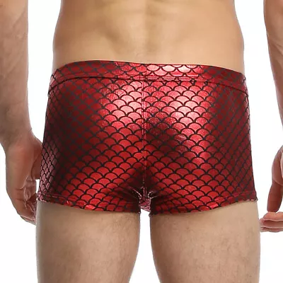  Men's Fish Scale Glitter Boxer Briefs Men's Glamour Show Sexy Leggings • $14.22