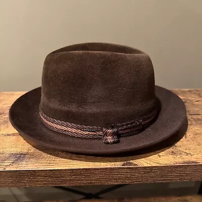 Stetson The Sovereign Vintage Brown Fedora Bowler Hat 7 3/8 • $89.99