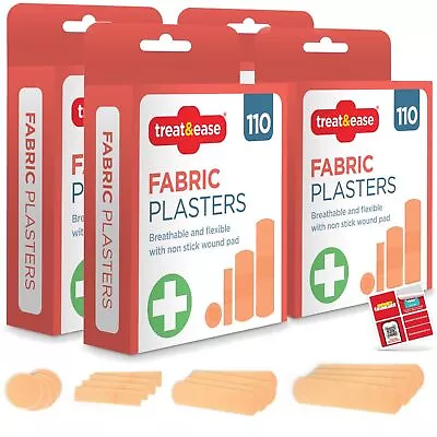 440 Assorted Fabric Plasters Breathable Flexible Adhesive FirstAid Wound Healing • £5.99