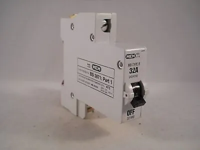 MEM Type B MCB 32 Amp M9 Single Pole 32A Memshield Breaker 321MB2 321B 321MB • £8.95