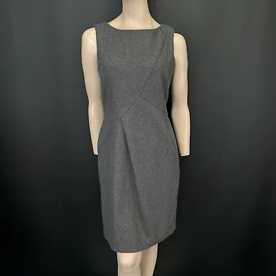 Great Plains London Dress M Womens Grey Wool Sleeveless Pleated Zip Classic • £19.95