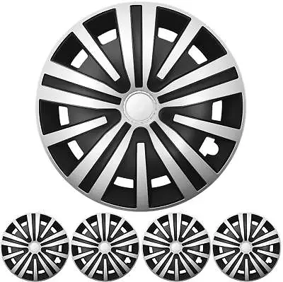 16 Inch 4x Premium Design Hubcaps Set   Spinel   Silver/Black • $149.35