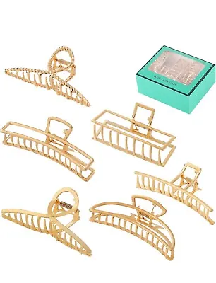 6 Pack Large Metal Hair Claw Clips Nonslip Hair Clips For Thick Thin Hair(Gold) • $9.80
