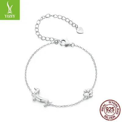 Fashion Women 925 Sterling Silver Adorable Dachshund Bracelet Chain Jewelry 21cm • $13.45