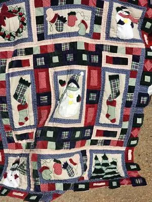 Showy Vtg Quilt Hand Sewn Patchwork Twin 56  X 46  Velvet Classic Traditional • $40