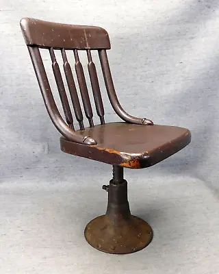 Antique Wood & Cast Iron Base Adjustable School Childs Chair Unmarked Clean Used • $45