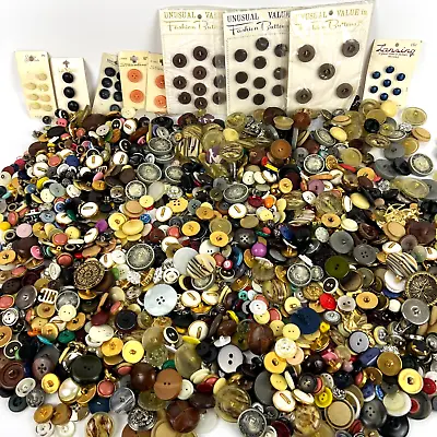 Vintage Button Lot 6+ Lbs Celluloid Leather Bakelite Metal 1940s - 1980s • $74.95