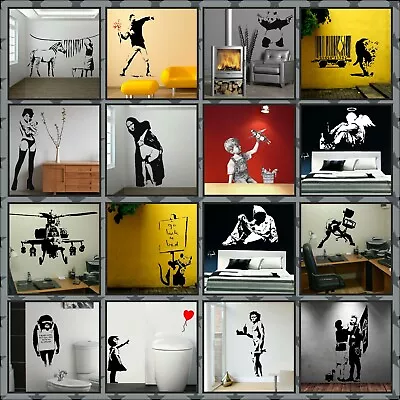 Banksy Wall Street Art Stickers Decal 16 Designs A4 - Lifesize 14 Colours • £23.49