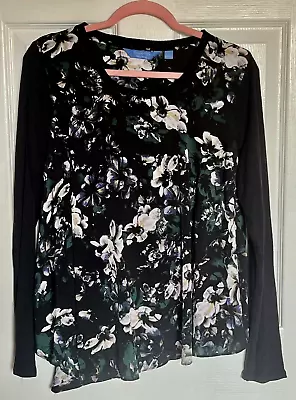 New Simply Vera Wang Long Sleeve Shadow Garden Tunic Blouse Sz. PXL • $18.99