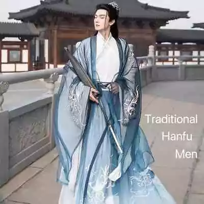 Men Hanfu Chinese Traditional Costume Chiffon Corset Dress Cosplay Show Clothing • £144.02