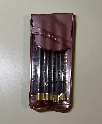 Vintage Mary Kay 5 Piece Clear Makeup Brush Set Travel Pouch NOS • $30