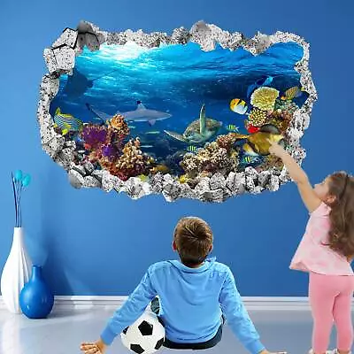 Coral Reef Fishes Sea Turtle Underwater Wall Sticker Mural Decal Poster Print • £14.99