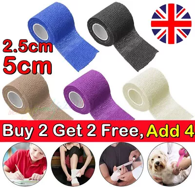 UK Self-Adhesive Cohesive Bandage Ankle Wrist First Aid Sports Medical TapeWrap • £2.59