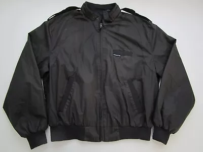 Mens 42 Members Only Black Poly Cotton Full Zip Bomber Epaulets Jacket • $33