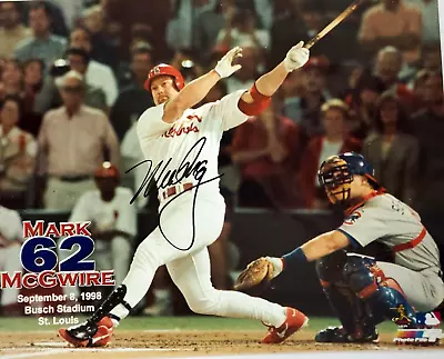 Autograph Mark McGwire St. Louis Cardinals 62-Home Runs Photo W/COA BB-209 • $49.95